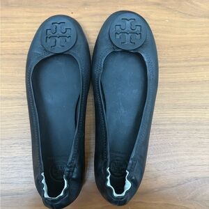 Tory Burch Black Leather Loafers Ballet Flats